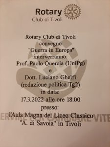 Rotary Club di Tivoli (convegno guerra in Europa)